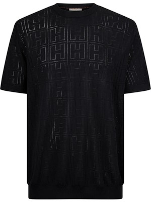 Hatemoğlu Siyah Regular Fit Bisiklet Yaka Rayon Tişört