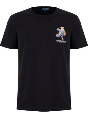 Discovery Expedition D6SM-TST3680 Siyah Bisiklet Yaka Relaxed Düz Erkek T-Shirt