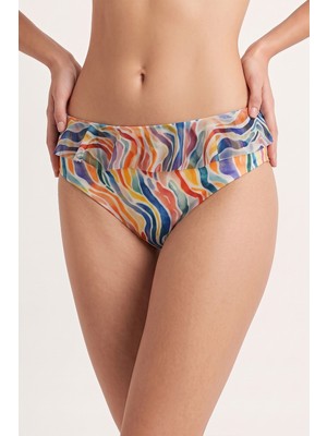 Loya Renkli Rainbow Fırfırlı Tek Alt Bikini