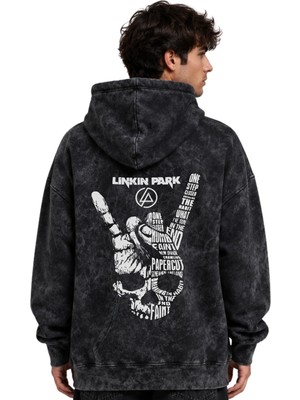 Sevbano Linkin Park Rock Metal Müzik Grubu Baskılı Unisex Oversize Premium Yıkamalı Hoodie Sweatshirt