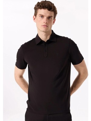 Fabrika Siyah Erkek Basic Rayon Karışımlı Polo T-Shirt F5SM-TST 2040