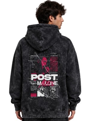 Sevbano Post Malone Rapper Şarkıcı Baskılı Unisex Oversize Premium Yıkamalı Hoodie Sweatshirt