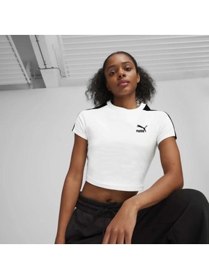 Puma Iconic T7 Baby Kadın Beyaz Yuvarlak Yaka Tişört