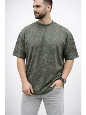 Tarz Yeri Erkek Premium Tişört Osy Yumuşak Dokulu Yıkamalı Oversize T-Shirt - Haki
