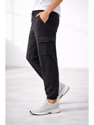 Nova Epoxy Art   Erkek Jogger Eşofman Altı Regular Fit , Kargo Cepli, Lastikli Paça, Günlük Spor Pantolon - Füme