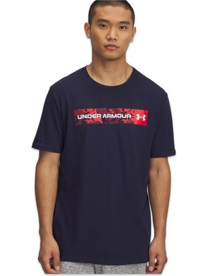 Under Armour 1376830 Ua Camo Chest Stripe Ss Lacivert Erkek T-Shirt