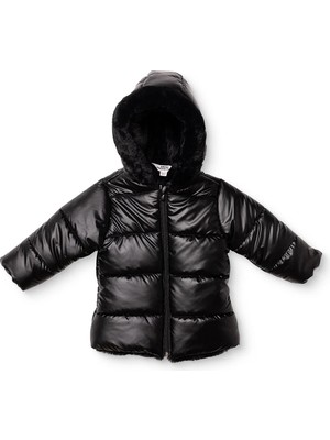 Midimod Kız Bebek Mont Fermuarlı Kapüşonlu Long Sleeve
