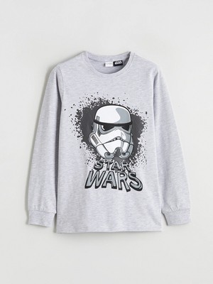 Lc Waikiki Yeni Sezon Bisiklet Yaka Star Wars Baskılı Erkek Çocuk Pijama Üst