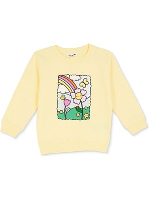 Hellobaby Kız Bebek Sweatshirt Çiçek Baskılı Bisiklet Yaka Long Sleeve
