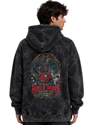 Sevbano Guns N' Roses Rock Metal Müzik Grubu Baskılı Unisex Oversize Premium Yıkamalı Hoodie Sweatshirt