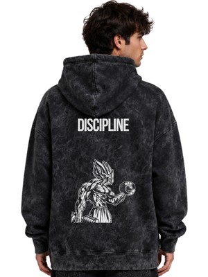 Sevbano Anime Disiplin Fitness Gym Bodybuilding Baskılı Unisex Oversize Premium Yıkamalı Hoodie Sweatshirt