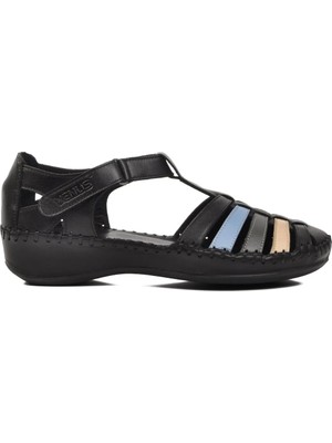 Venüs 23033319Y Siyah Hakiki Deri Kadın Sandalet