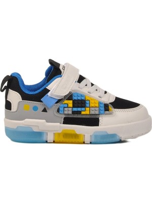Ayakmod Siyah Beyaz Cırtlı Unisex Çocuk Spor Ayakkabı Legos P
