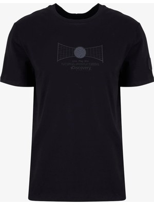 Discovery Expedition D6SM-TST3743 Siyah Bisiklet Yaka Relaxed Baskılı Erkek T-Shirt