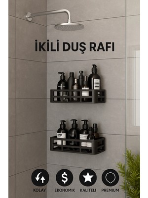 DS LLC Yapışkanlı Duvar Rafı Organizer Banyo Rafı Duş Rafı Mutfak Rafı Havluluk Sabun Krem Şampuan