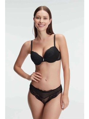 DS LLC Balenli Destekli Dolgulu Taşlı Dantelli Sütyen ve Slip Takım Dsllc-Ilkelgym1