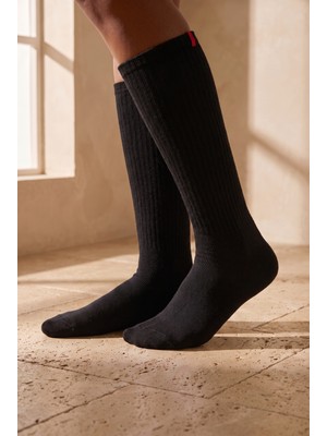 Bony Socks Kadın Siyah Renkli Famliy Basic Dizaltı Çorap