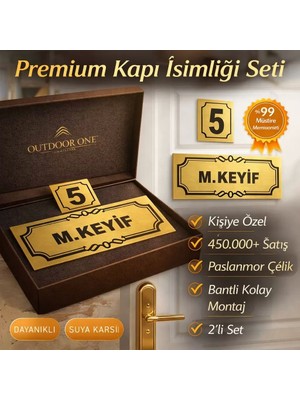 Outdoor One Metal Kapı İsimliği Gümüş Düz Besmele 0017