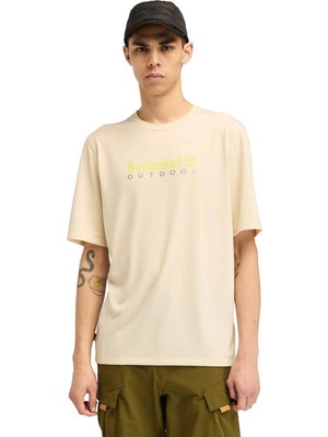 Timberland Uv-Protectıon Logo Short Bej Erkek Kısa Kol T-Shirt