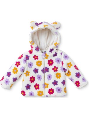 Hellobaby Kız Bebek Welsoft Mont Çiçek Baskılı Fermuarlı Bisiklet Yaka Long Sleeve