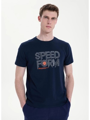 Discovery Expedition D6SM-TST3706 Lacivert Bisiklet Relaxed Baskılı Erkek T-Shirt