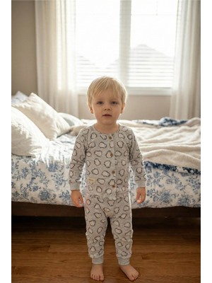 Mini & Sweet Bebek Pamuklu Uzun Kollu Penguen Desenli Alt Üst Pijama Takımı