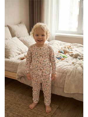 Mini & Sweet Bebek Pamuklu Uzun Kollu Penguen Desenli Alt Üst Pijama Takımı