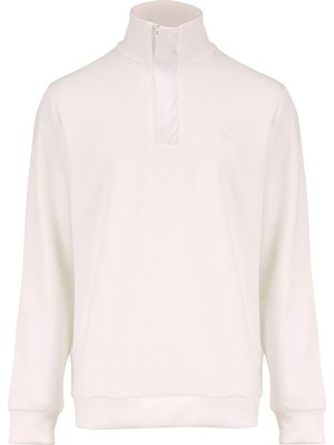 Fabrika Ekru Erkek Dik Yaka Basic Sweatshirt F4WM-SWT 2113