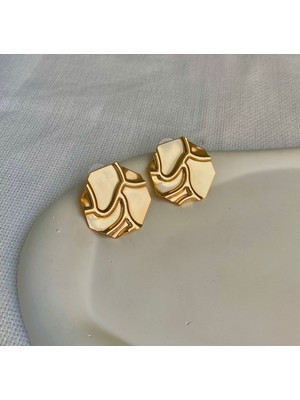 Kadın Küpe Sekizgen Plaka Küpe