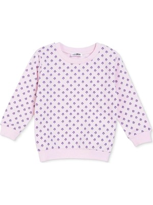 Hellobaby Kız Bebek Sweatshirt Çiçek Baskılı Bisiklet Yaka Long Sleeve