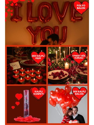Baloncu Nene Kırmızı Kalpli Balon Romantik Set Yıl Dönümü Sevgililer Günü Evlilik Teklifi Malzemeleri ve Süsleri