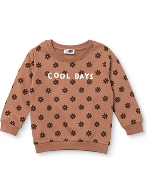 Hellobaby Kız Bebek Sweatshirt Çiçek Baskılı Bisiklet Yaka Long Sleeve