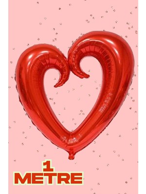 Baloncu Nene Büyük Boy 1 Metre Kırmızı Kalp Ortası Boş Folyo Balon Evlilik Teklifi Evlilik Yıl Dönümü Süs