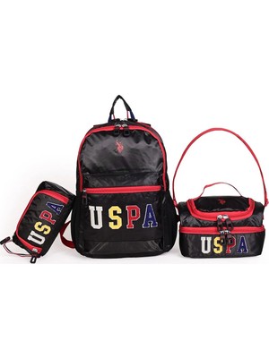 U.S. Polo Assn. 3'lü Okul Çanta Seti PLCAN24273– Sırt Çantası, Beslenme Çantası ve Kalemlik Siyah