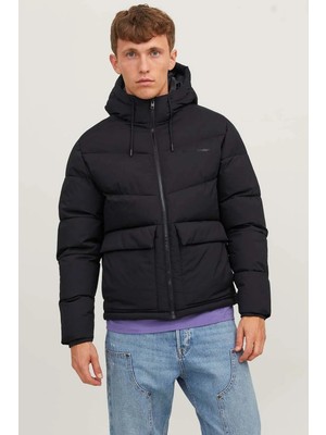 Jack & Jones Erkek Jorvesterbro Kapüşonlu Su Geçirmez Puffer Mont 12238849 Siyah