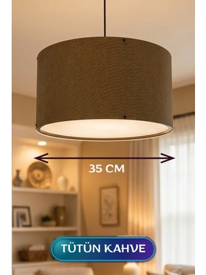 Tedaks  Tütün Kahve Kumaş Başlıklı Sarkıt Avize 35 cm