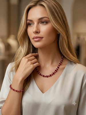 TRENDHAZAN El Yapımı Ayarlanabilir Özel Tasarım Kristal Boncuk Kadın Bileklik / Kolye Seti