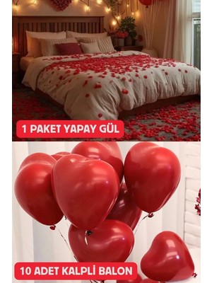 Baloncu Nene 10 Adet Kalpli Balon 1 Paket Yapay Gül Yaprağı Sevgililer Doğum Günü Yıl Dönümü Evlilik Teklifi Süs