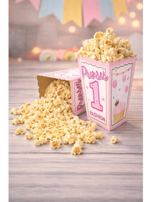 Baloncu Nene 1 Yaş Doğum Günü Prenses Temalı Popcorn (Patlamış Mısır) Kutusu 8 Adet – Parti Ikram Sunum