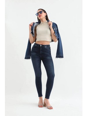 Banny Jeans Kadın Koyu Mavi Dar Kesim Jean Pantolon