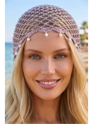 Tezzgelsin Kadın Inci Sallantılı Crochet Bere Bohem Plaj Aksesuarı Yazlık Bandana Şapka