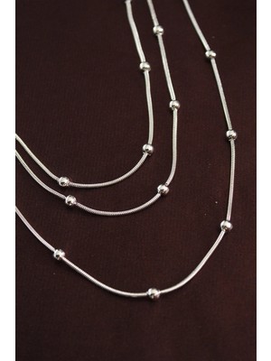 Marsilyan 316L Çelik Gümüş Renk Minimal Topçuk Model Çoklu Kolye 5886