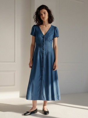 LTB Janna Midi Boy Dark Indigo Jean Elbise