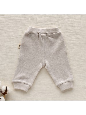 Mimu Baby %100 Pamuk Bel Lastikli Melanj Waffle Bebek Pantolon - Bej