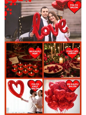 Baloncu Nene Kırmızı Kalpli Balon Romantik Set Yıl Dönümü Sevgililer Günü Evlilik Teklifi Malzemeleri ve Süsleri
