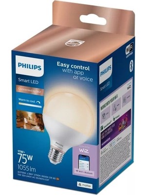 Philips Smart Lighting LED Globe Ampul G95 E27 75W Eşdeğer Rgb - Google Home, Alexa, Homekit ve Matter Uyumlu
