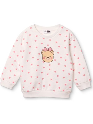 Hellobaby Kız Bebek Sweatshirt Ayı Baskılı Bisiklet Yaka Long Sleeve