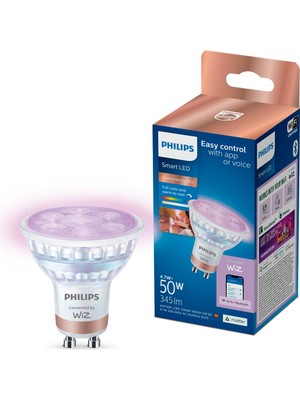 Philips Smart Lighting LED Spot Ampul GU10 Cam 50W Eşdeğer Rgb - Google Home, Alexa, Homekit ve Matter Uyumlu