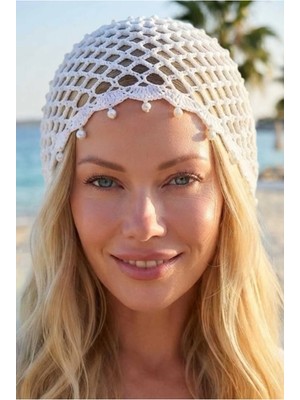 Tezzgelsin Kadın Inci Sallantılı Crochet Bere Bohem Plaj Aksesuarı Yazlık Bandana Şapka