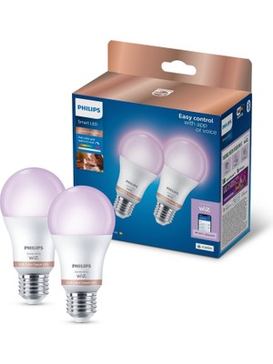 Philips Smart Lighting LED Ampul A60 E27 100W Eşdeğer Rgb 2'li Paket - Google Home, Alexa, Homekit ve Matter Uyumlu